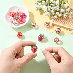 15個7スタイルの透明アクリルビーズ  ab色メッキ  イチゴと丸い  ミックスカラー  15~23x15.5~17.5mm  穴：2.5~3.8mm&nbsp;TACR-YW0003-31
