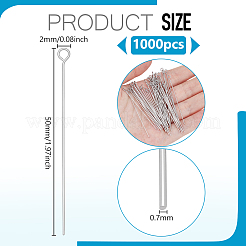 1000Pcs 304 Stainless Steel Eye Pins&nbsp;STAS-PH0007-06