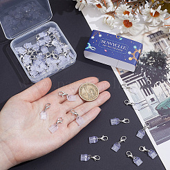 50 個のプラスチックモバイル防塵プラグ  合金製カニカン付き  プラチナ  透明  24mm&nbsp;HJEW-SC0003-20C