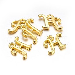 金メッキ合金文字ペンダント  ラックめっき  カドミウムフリー＆鉛フリー  文字.h  12x12x2mm  穴：1.5mm&nbsp;X-PALLOY-J718-01G-H