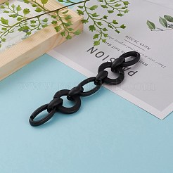手作りの不透明なスプレー塗装アクリルリンクチェーン  スプレー塗装されたccbプラスチッククイックリンクコネクタ付き  ブラック  31.5x4.5mm  23x16x9mm  35x19x6mm  39.37インチ（1m）/連&nbsp;AJEW-JB00869-03