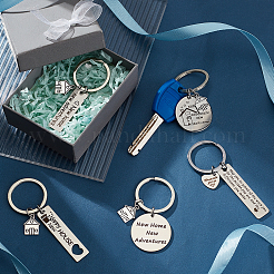 8Pcs 8 Style 304 Stainless Steel Lettering Keychains&nbsp;KEYC-PH0001-57