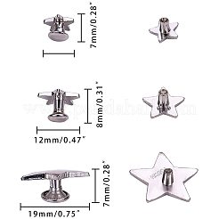 合金リベットスタッド  財布用  バッグ  ブーツ  革工芸装飾  スター  ミックスカラー  8.5~19x8.5~19x7~8mm  90セット /箱&nbsp;PALLOY-PH0005-10