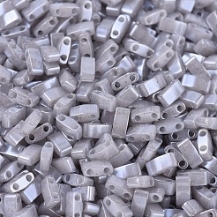MIYUKIハーフティラビーズ  日本製シードビーズ  2の穴  （htl526)シルバーグレーセイロン  5x2.3x1.9mm  穴：0.8mm  約2500個/100g&nbsp;SEED-J020-HTL0526