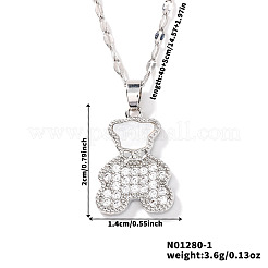 Brass Full Crystal Rhinestone Cute Delicate Bear Pendant Dapped Chain Necklaces for Women&nbsp;SV1086-1