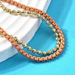 Brass Beaded Double Strand Bracelets&nbsp;BJEW-U040-02G-02