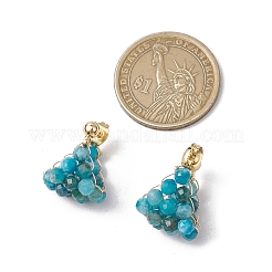丸型真鍮天然アパタイトフープピアス  ゴールドカラー  ディープスカイブルー  22.5x15x14.5mm&nbsp;EJEW-TA00620-03