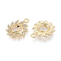 合金ラインストーンペンダント  スワン  鉛フリー＆カドミウムフリー  ライトゴールド  21x17.5x3mm  穴：1.8mm&nbsp;FIND-N008-21KCG