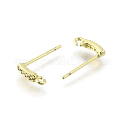 Brass Micro Pave Cubic Zirconia Stud Earring Findings&nbsp;KK-U072-42G