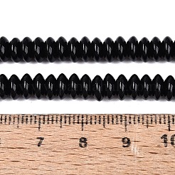 オペークガラスビーズ連売り  ロンデル  ブラック  6x3mm  穴：0.9~1mm  約121~130個/連  14.57~15.35インチ（37~39cm）&nbsp;GLAA-Q113-02A-B01