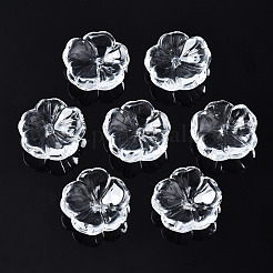 透明ガラスビーズ  花  透明  15x15x6mm  穴：1.2mm&nbsp;GLAA-Q089-003-A001