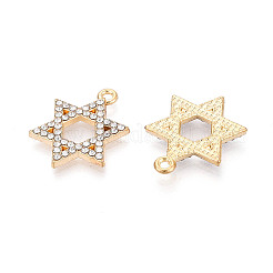 合金ラインストーンペンダント  デビッドチャームの星  ライトゴールド  22x16x2mm  穴：1.6mm&nbsp;FIND-N012-06KCG