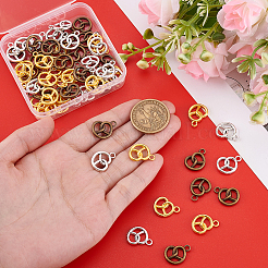 60個3色亜鉛合金ペンダント  プレッツェル  ミックスカラー  17~18x12~13mm  穴：2mm&nbsp;FIND-PH0028-71