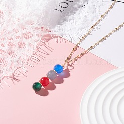 Natural White Jade Beads Pendants Necklace for Women&nbsp;NJEW-JN03762