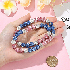 1Pc Polymer Clay Rhinestone Round Beaded Stretch Necklaces&nbsp;NJEW-SP0001-14I