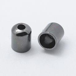 真鍮製コードエンドパーツ  エンドキャップ  コラム  長持ちメッキ  ミックスカラー  5x4mm  穴：1mm  3mm内径&nbsp;KK-K206-05