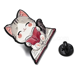 Cat Reading Book Enamel Pins&nbsp;JEWB-I055-05EB-03