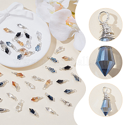 48Pcs 8 Color Glass Pendants&nbsp;PALLOY-PH01783