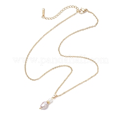 Natural Cultured Freshwater Pearl Potato with Shell Pearl Pendant 304 Stainless Steel Cable Chain Necklaces&nbsp;NJEW-JN05684