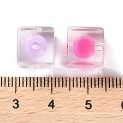透明なアクリルビーズ  二層ビーズ  キューブ  10.5x10.5x10.5mm  穴：2.5mm  406個/ 500g&nbsp;OACR-H112-04E