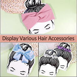 かわいい女の子の形をした紙製ディスプレイカード50枚  ヘアタイディスプレイ用  ホワイト  21x16.5x0.02cm&nbsp;CDIS-SP0001-34