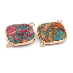 Dyed Natural Imperial Jasper Connector Charms&nbsp;G-B083-06G