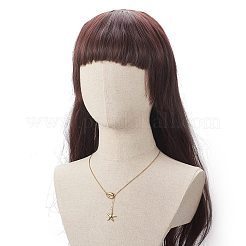 304ステンレススチールシェルとスターペンダントのラリアットネックレス、女性用  ゴールドカラー  19.37インチ（49.2cm）&nbsp;NJEW-JN04208-01