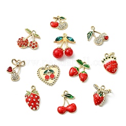 28Pcs 14 Styles Zinc Alloy Rhinestone Fruit Pendants&nbsp;FIND-CJ0004-95