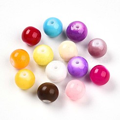 ペイントガラスビーズを焼く  模造磁器ビーズ  ラウンド  ミックスカラー  8~8.5mm  穴：1~1.5mm&nbsp;X1-DGLA-Q020-8mm-M01