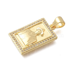 Brass Micro Pave Clear Cubic Zirconia Pendants&nbsp;KK-D431-026G