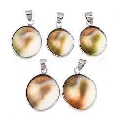 Brass Pave Natural Shell Pendants&nbsp;KK-H002-01P