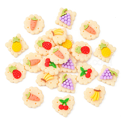 60 個 6 スタイル不透明樹脂デコデンカボション  模造食品  クッキー  淡黄色  20~22x20~22x6~7.3mm  10個/スタイル&nbsp;CRES-CJ0001-50