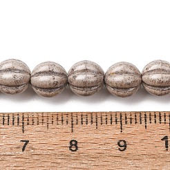 ヴィンテージの手作り磁器ビーズの連  ファンシーアンティーク施釉磁器  スイカボール  ロージーブラウン  7.5x7mm  穴：1.2mm  約42個/連  12.40''（31.5センチメートル）&nbsp;PR-CBAA37B-09H