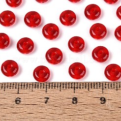 模造翡翠ガラスシードビーズ  ロンデル  ファイヤーブリック  6x3mm  穴：1.2~1.6mm  約2500個/ポンド&nbsp;SEED-Q042-01A-C03