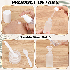 ガラス瓶と化粧品クリームジャー  PPプラスチックスプレーボトル付き  プラスチック棒  PVC 化粧品収納ジッパーバッグ  ホワイト  10.05x3.3cm  容量：30ml（1.01液量オンス）&nbsp;MRMJ-WR0001-08