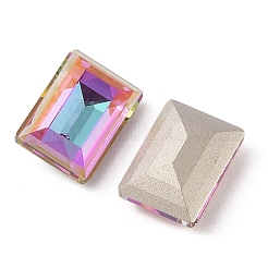 ガラスラインストーンカボション  フラットバック＆バックメッキ  多面カット  長方形  ヘリオトロープ  14x10x5.5mm&nbsp;RGLA-L029-05B-HELA