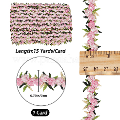 15 ヤードの花ポリエステル刺繍レースリボン  洋服アクセサリーデコレーション  ピンク  3/4インチ（20mm）&nbsp;OCOR-WH0070-77C