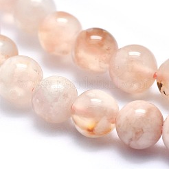 天然石桜色アゲート瑪瑙ビーズ連売り  ラウンド  6mm  穴：0.6mm  約64個/連  14.96''（38センチメートル）&nbsp;G-I213-23-6mm