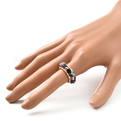 Glass Chip Beads Cuff Ring for Teen Girl Women&nbsp;RJEW-JR00398