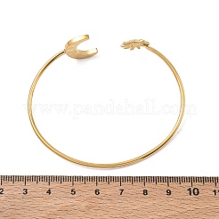 304ステンレススチール製、質感のある太陽と月のオープンカフバングル（女性用）  イオンプレーティング（ip）  18KGP本金メッキ  内径：2.05インチ（5.2cm）x2.56インチ（6.5cm）&nbsp;SA-CBA5CC3-01G