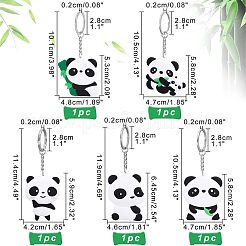 5Pcs 5 Style Silicone Panda Keychain&nbsp;KEYC-NB0001-19