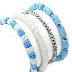 4Pcs 4 Styles Polymer Clay Heishi Surfer Stretch Bracelets Set&nbsp;BJEW-TA00373