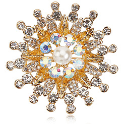 Flower Alloy Rhinestone Brooches for Backpack Clothes&nbsp;JEWB-WH20011-02A