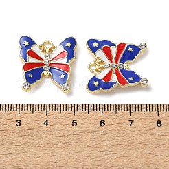 独立記念日合金エナメルペンダント  クリスタルラインストーン付き  ゴールドカラー  蝶  23x22x3mm  穴：2mm&nbsp;X1-ENAM-I069-01G-03
