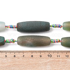 Frosted Natural Green Onyx Agate Beads Strands&nbsp;G-P605-M02-01