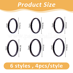 24pxcs 6スタイル 2mm ポリッシュ加工 プレーンドーム型 指輪 女の子 女性用  304ステンレスリング  ブラック  usサイズ5~10 1/4(15.7~19.9mm)  4個/スタイル&nbsp;RJEW-DC0001-21