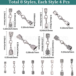 32Pcs 8 Styles Alloy Cord Ends&nbsp;HJEW-SC0003-12