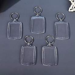 アクリルフォトフレームキーホルダー  鉄のスプリットキーリング付き  長方形  透明  60x40mm&nbsp;ZXFQ-PW0001-038