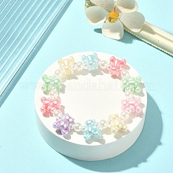 かわいいアクリルクマと腹筋プラスチックパールビーズストレッチキッズブレスレット  カラフル  内径：1-3/4インチ（4.4cm）&nbsp;BJEW-JB09475
