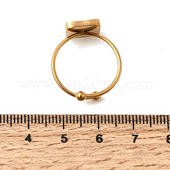 女性用304ステンレススチールカフオープンリング  アクリル正方形で  ゴールドカラー  ホワイト  10x10mm  18mm&nbsp;RJEW-B161-01G-02